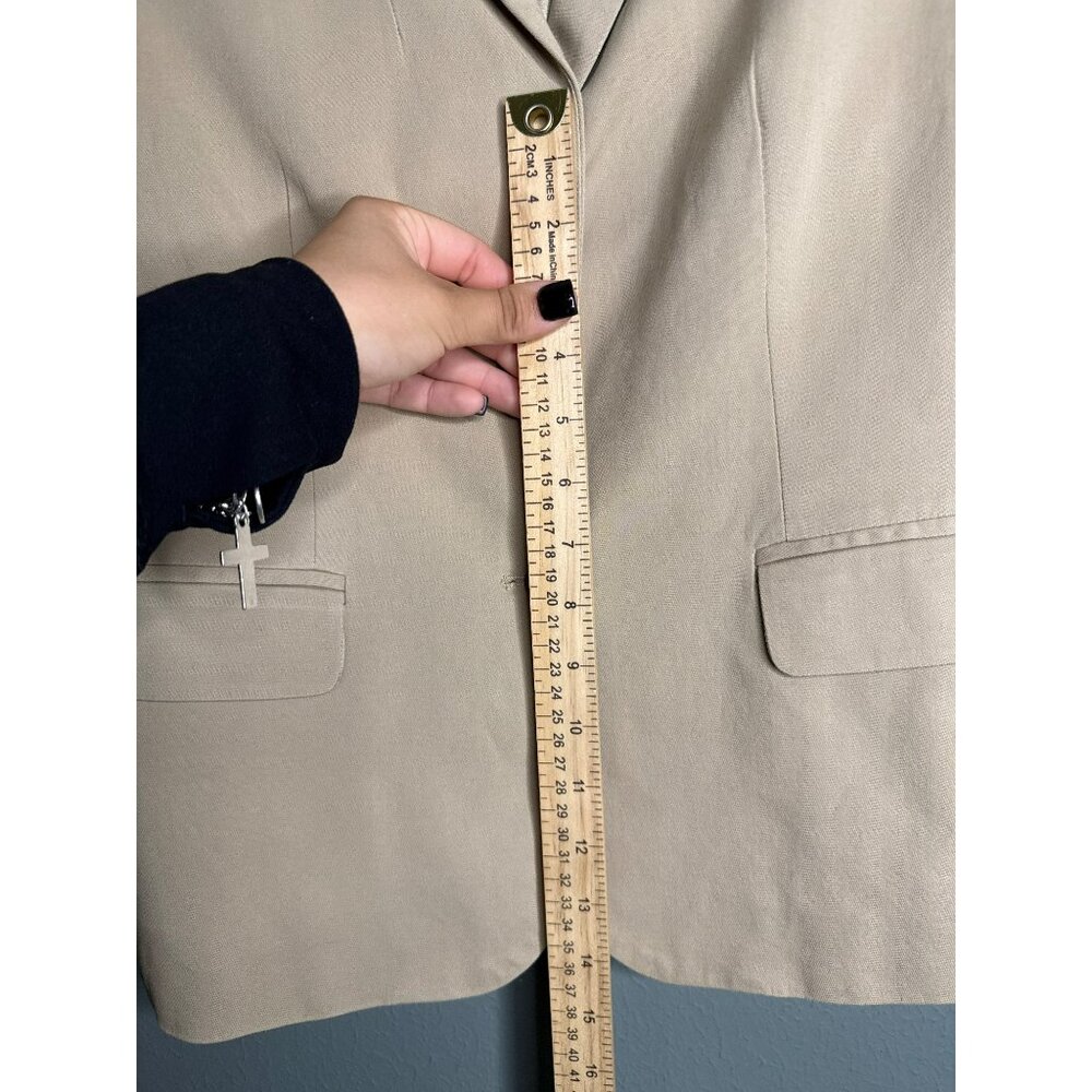 VTG Y2K Banana Republic Women's 6 Tan Two Button Twill Collared Blazer - Picture 6 of 8